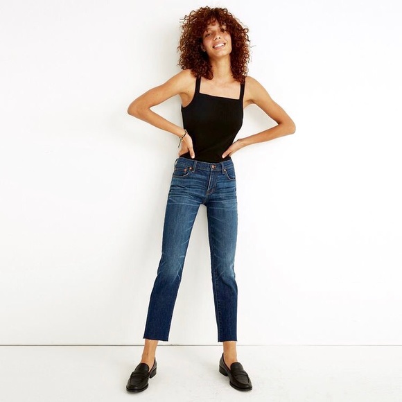 madewell slim boyjean raw hem